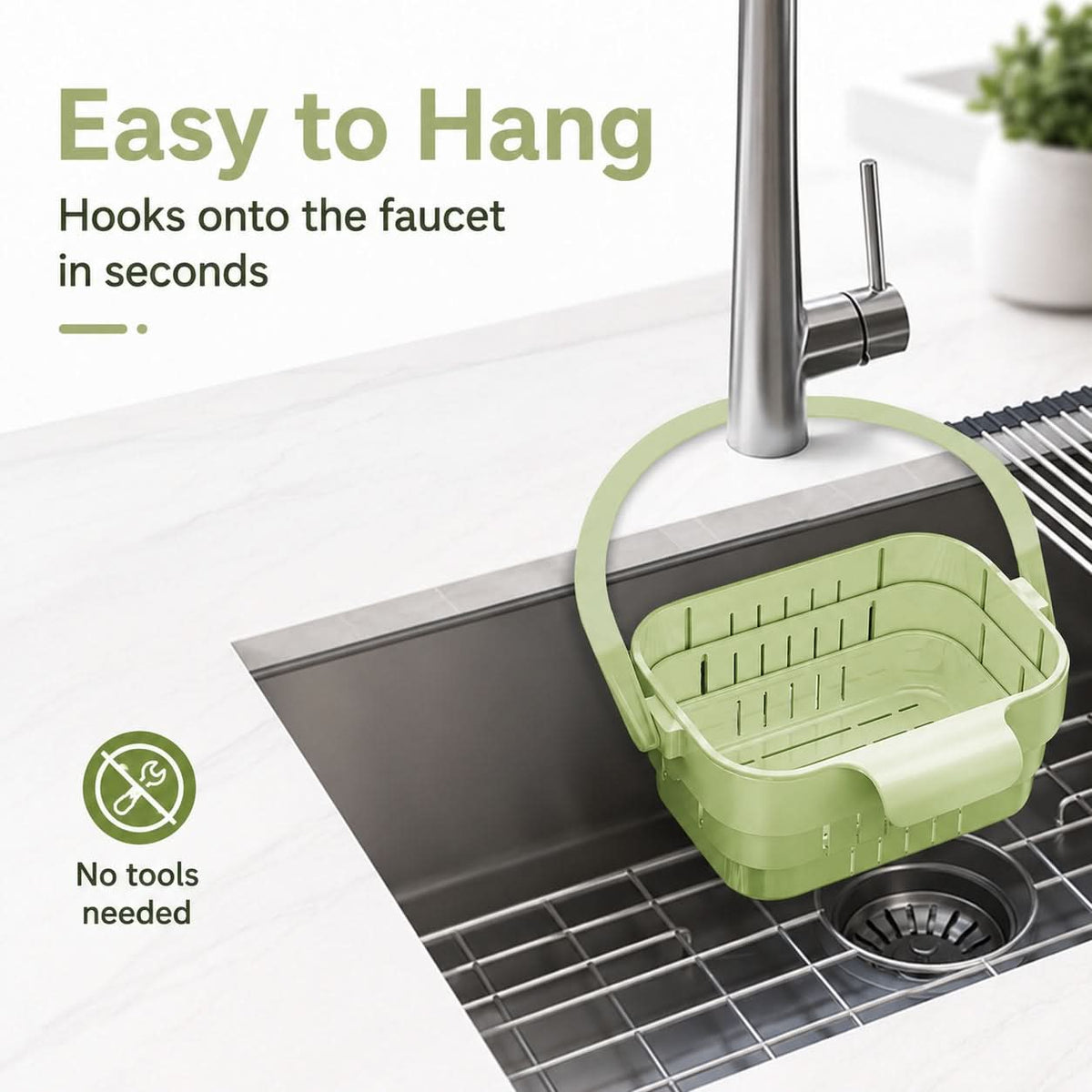 COLLADOCK – Retractable Hanging Colander for Tidy Sink-Side Organization