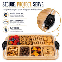 BAMBOX – Bamboo Divided Snack Tray with Lid for Organized Serving and Portable Food Storage