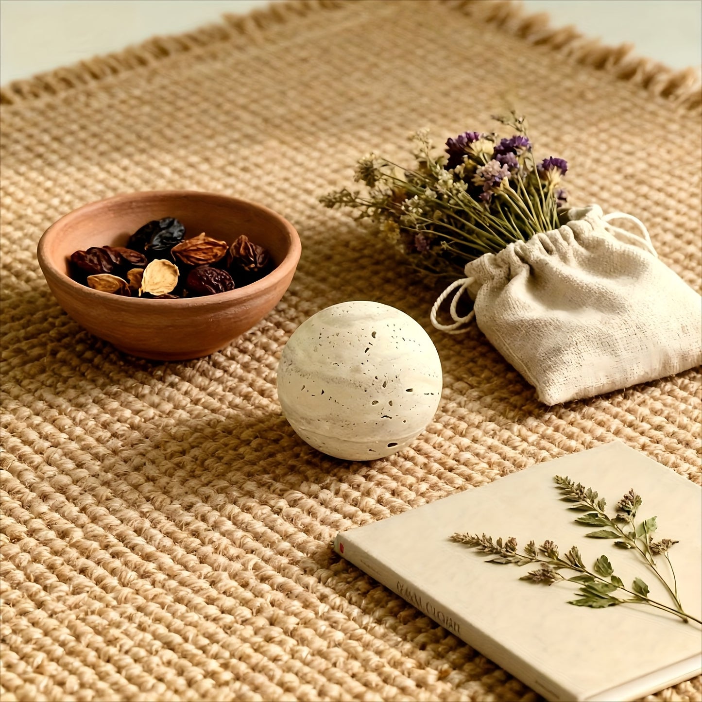 WABISTONE ORB – Hand-Carved Travertine Marble Sphere Decor