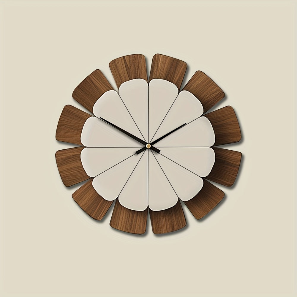 OAKNOVA Round Wooden Battery Wall Clock