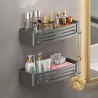 ALUMORA – Self Adhesive Aluminum Bathroom Shelf Organizer
