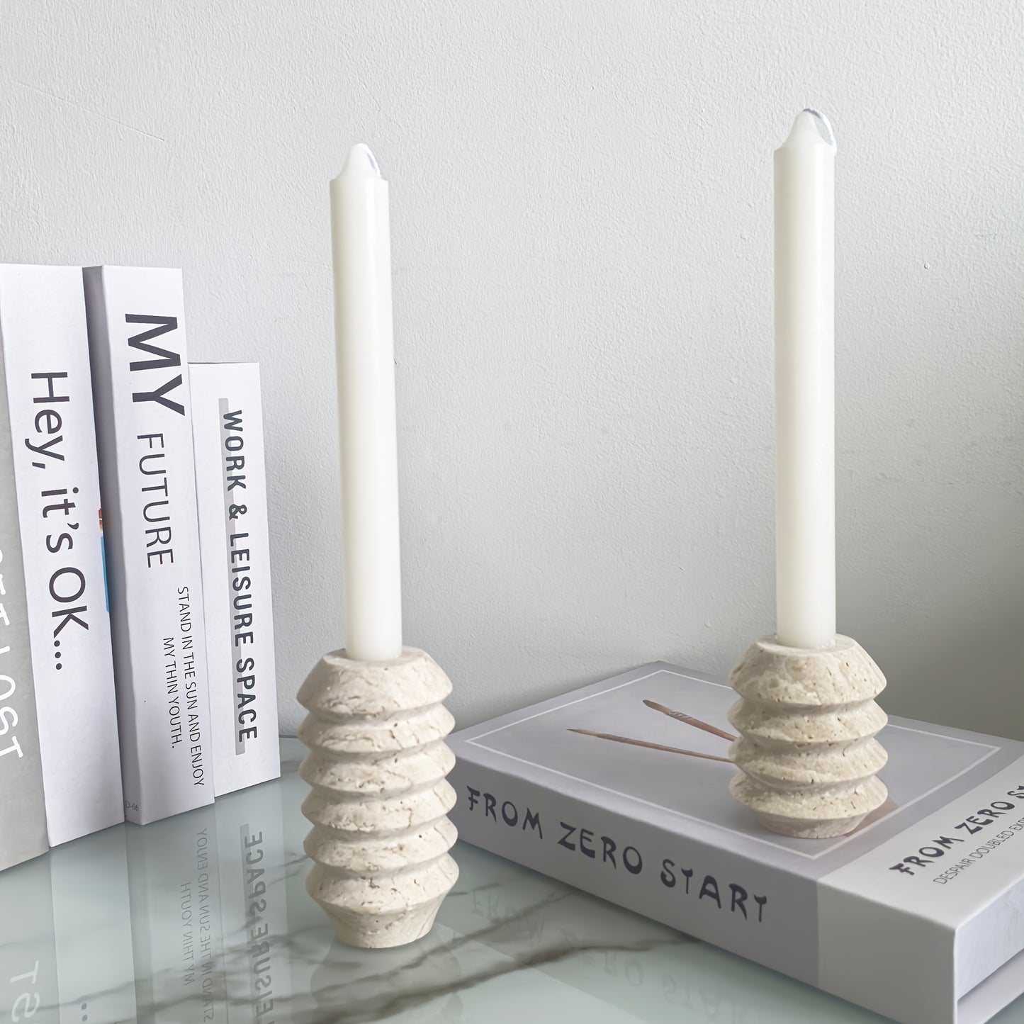 ROMAN TRAVERTINE – Natural Marble Candle Holder