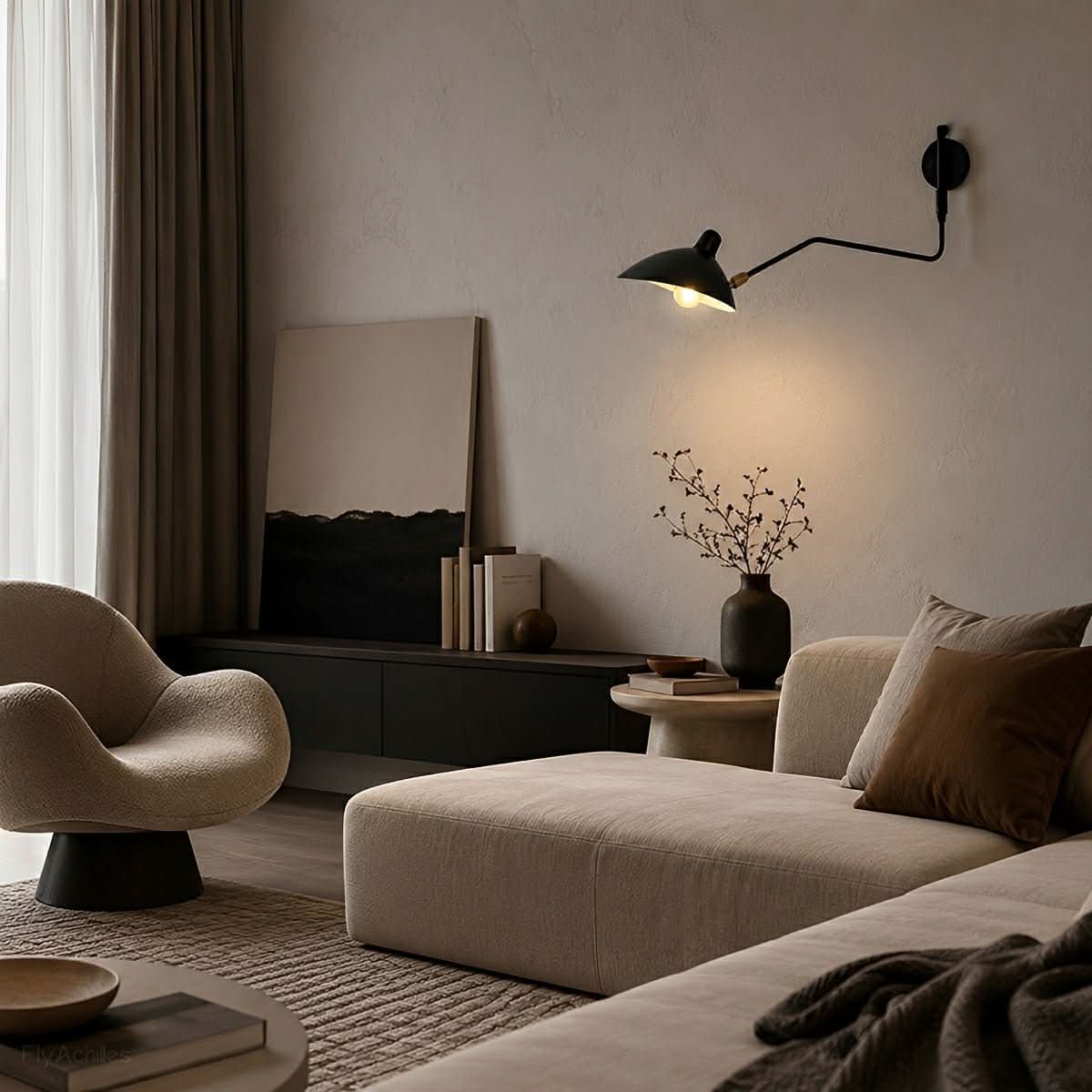 Lampada da parete FLEXARM con braccio orientabile regolabile per un'illuminazione flessibile