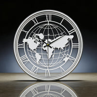 Mapora Roman World Map Silent Metal Wall Clock