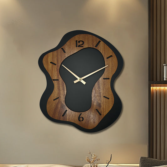 WOODMERE Irregular Wooden Battery Wall Clock