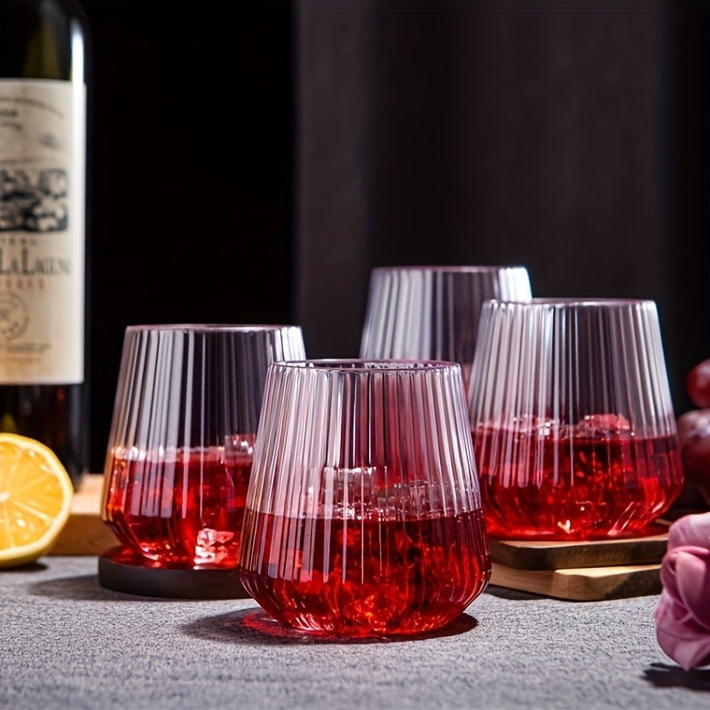 ORIGLOW – 14-Pack Corrugated Unbreakable Plastic Glass Set for Elegant Party Beverage Serving