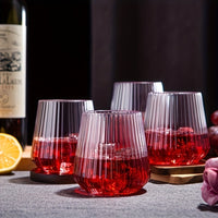ORIGLOW – 14-Pack Corrugated Unbreakable Plastic Glass Set for Elegant Party Beverage Serving