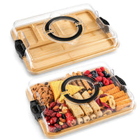 BAMBOX – Bamboo Divided Snack Tray with Lid for Organized Serving and Portable Food Storage