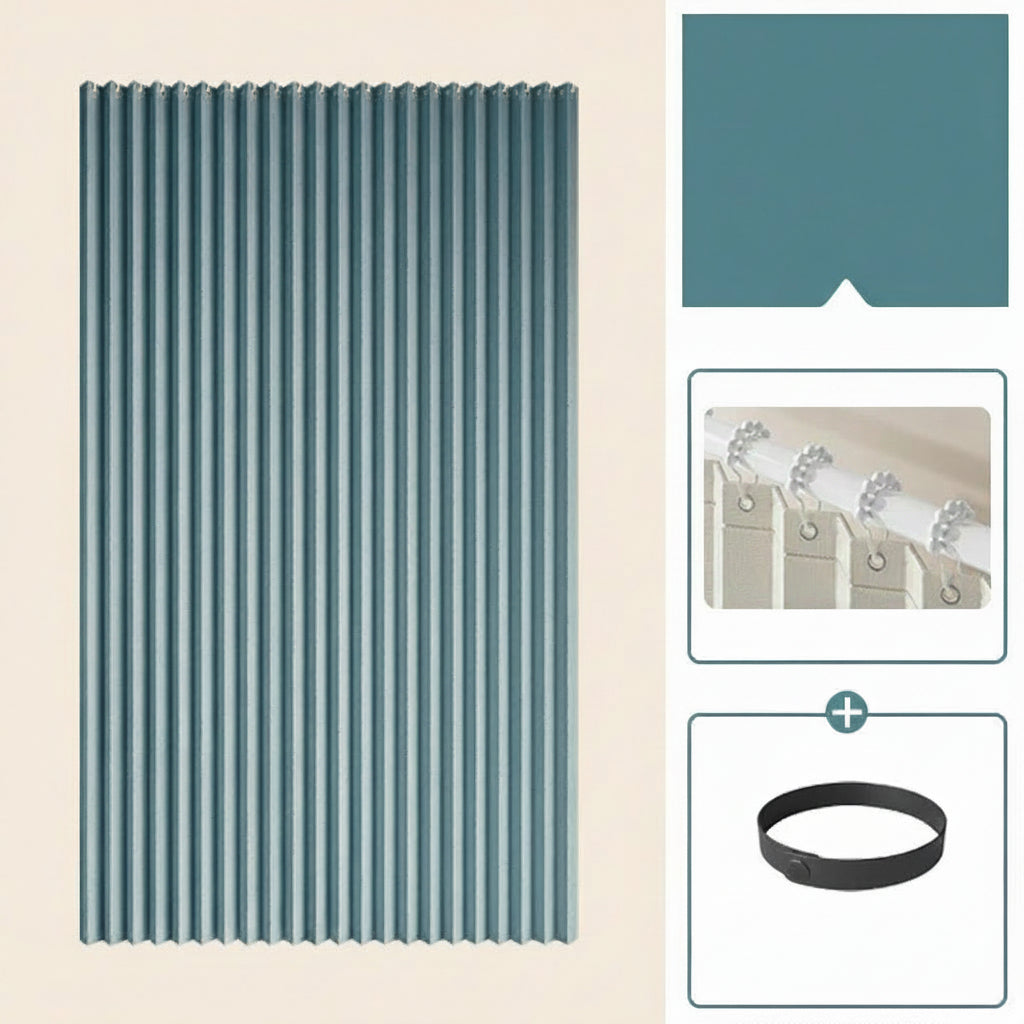 CURVASHIELD – Foldable Magnetic Accordion Shower Curtain Waterproof Design
