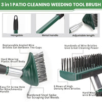 BRUSHORA – 3-in-1 Telescopic Wire Weeding Brush for Patio & Garden Cleaning
