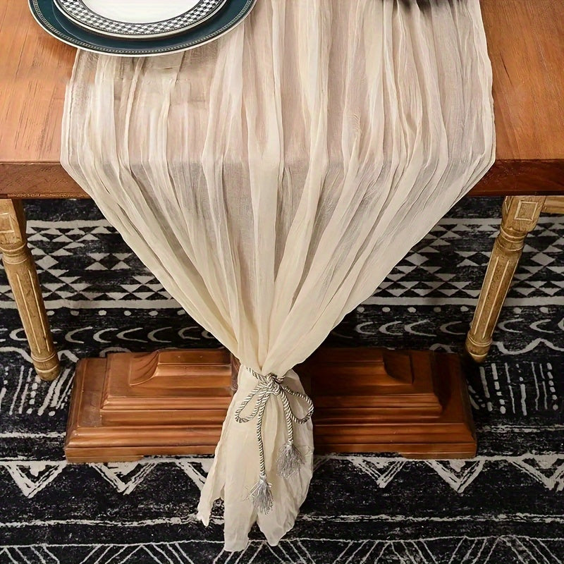BOHOCRISP – Crinkled Cheese Tablecloth for Elegant Boho and Holiday Table Styling