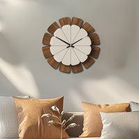 OAKNOVA Round Wooden Battery Wall Clock