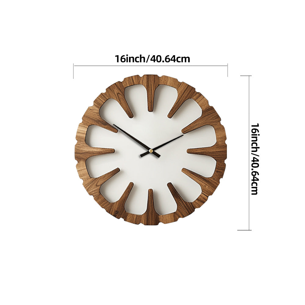 WOODORA Artistic Round Wooden Silent Wall Clock