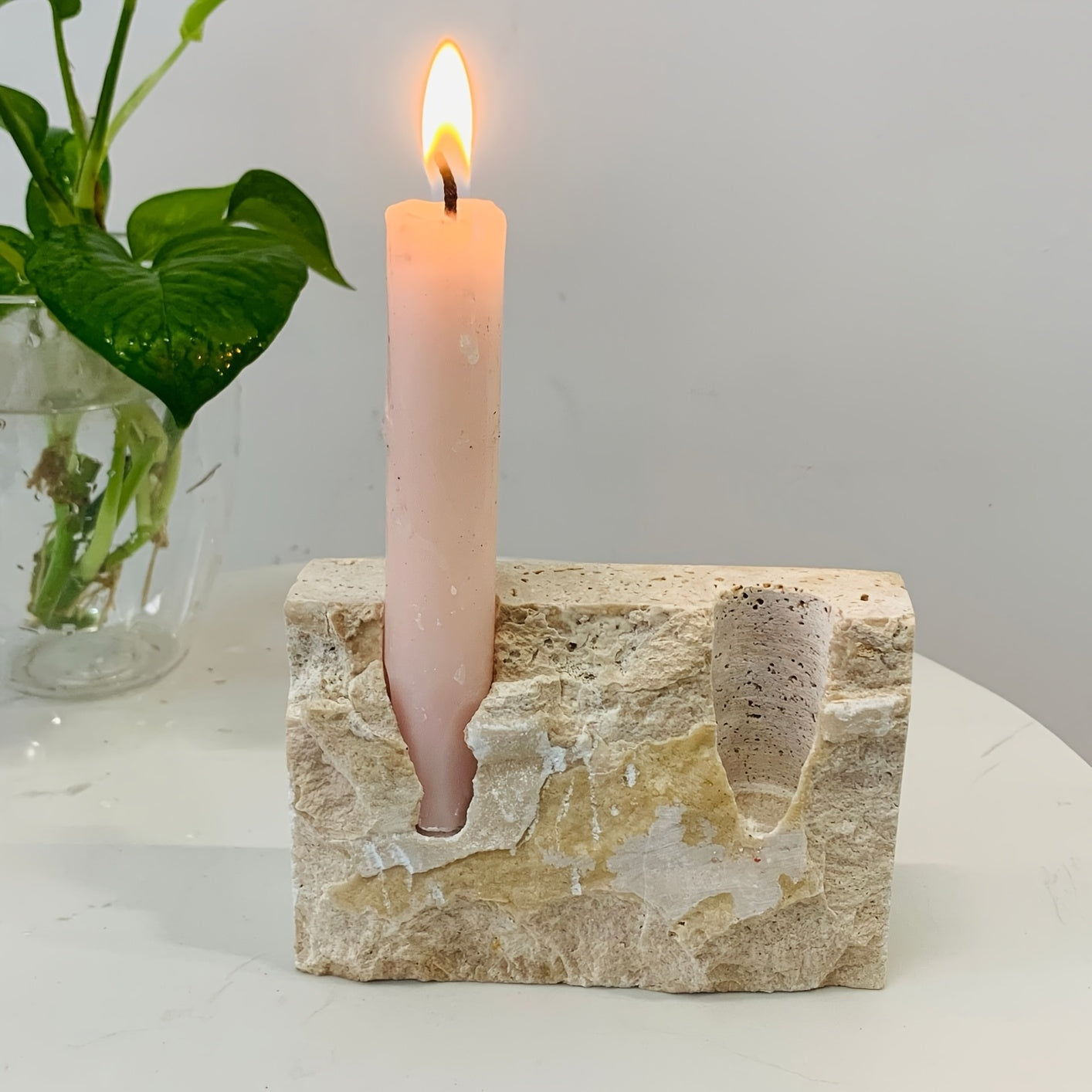 MARBORA Rectangular Marble Two Hole Candle Holder