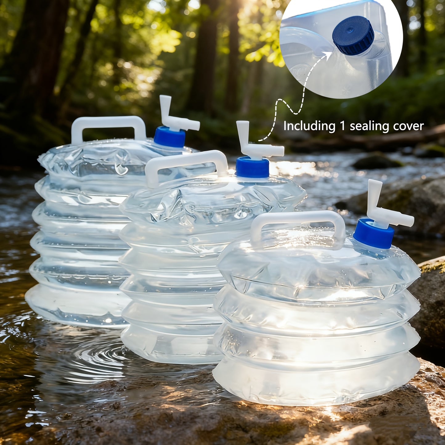 WATERFLOW – Foldable Water Storage Container with Sealed Lid for Camping