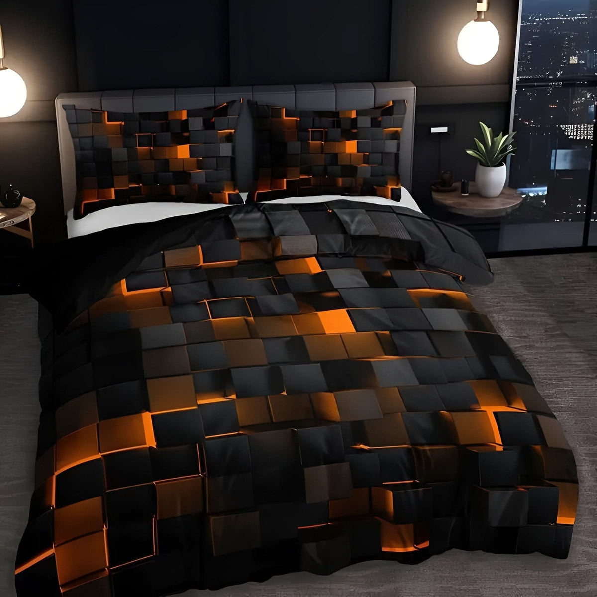 GEOLAVORA – Contemporary Duvet Cover Set for Refined Bedroom Decor