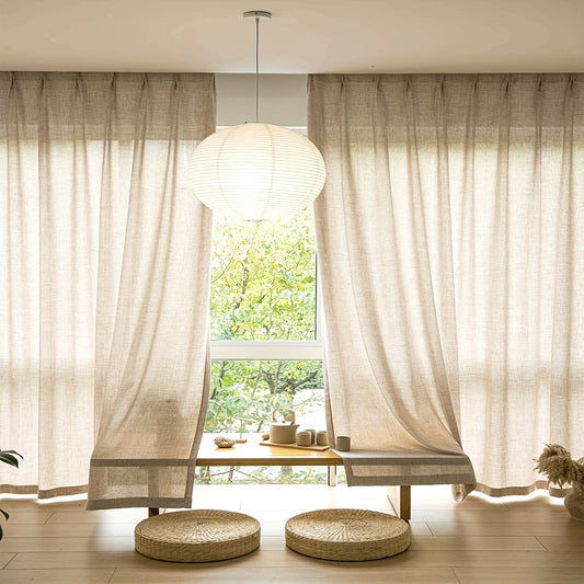 SENLORA – Japanese Linen-Style Sheer Curtains for Minimalist Light Filtering and Room Elegance