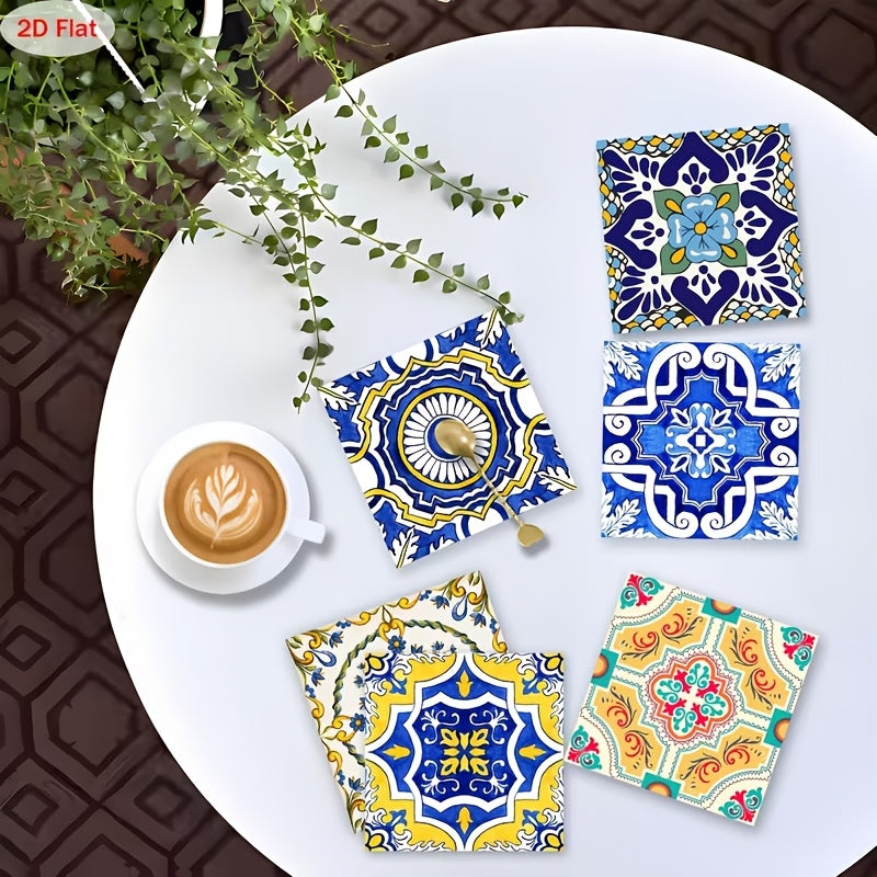 RUSTICLIVA – Wooden Coaster Set with Artistic Pattern Designs