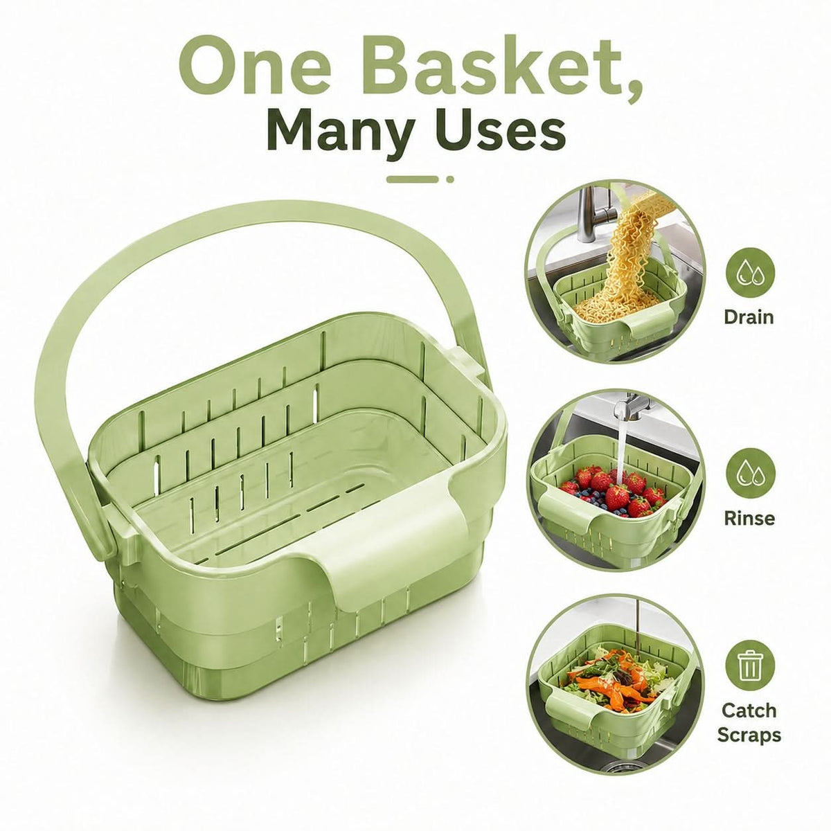 COLLADOCK – Retractable Hanging Colander for Tidy Sink-Side Organization