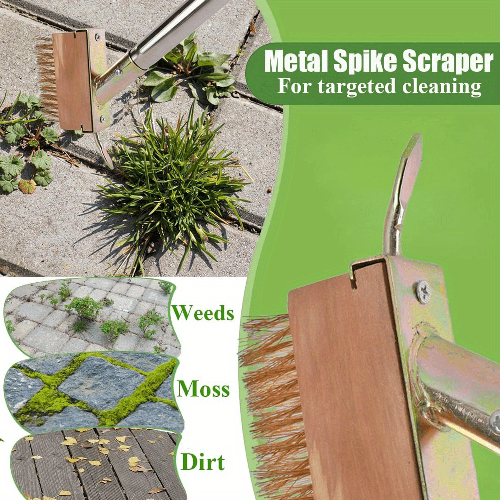 WEEDRAKE – Manual Crevice Weeding Tool with Long Handle Wire Scraper