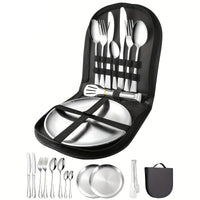 TREKDINE – Portable Food Tongs & Plates Travel Set