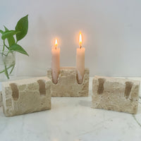 MARBORA Rectangular Marble Two Hole Candle Holder