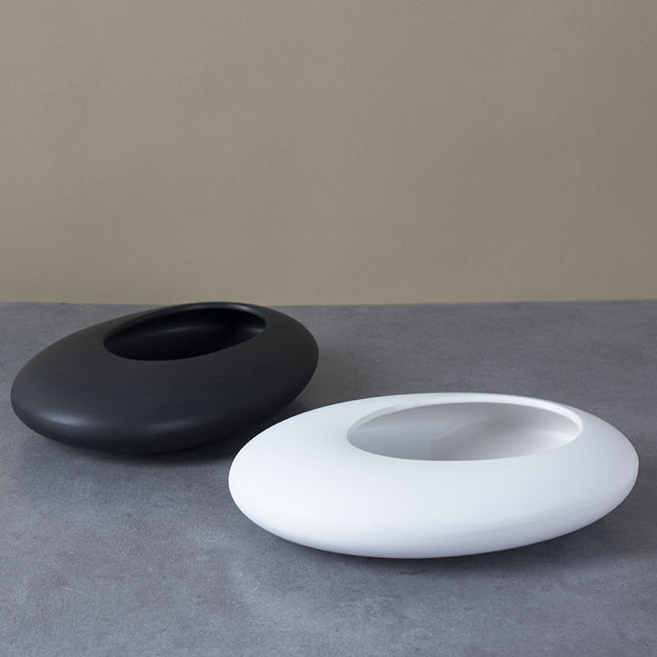 ORCHIDFLOW – Shallow Ceramic Bonsai Pot with Artistic Pebble Design