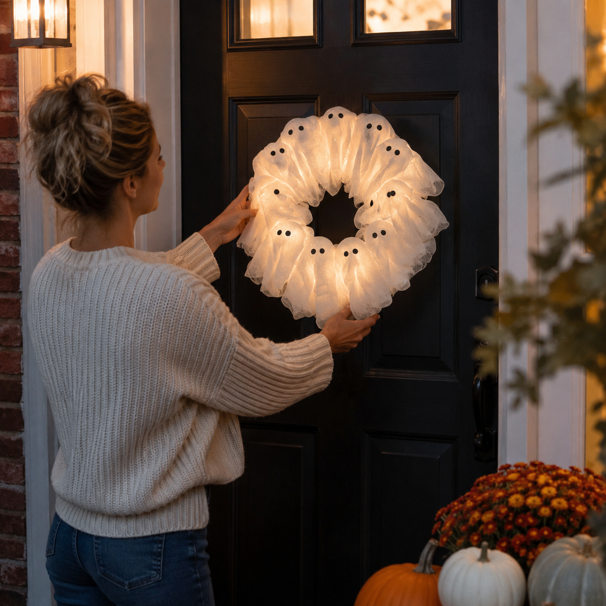 SPOOKLOOP – Ghost Wreath for Whimsical After-Dark Glow