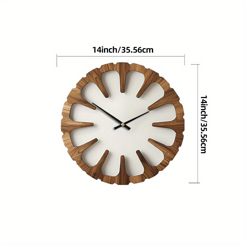 WOODORA Artistic Round Wooden Silent Wall Clock