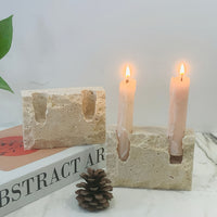 MARBORA Rectangular Marble Two Hole Candle Holder