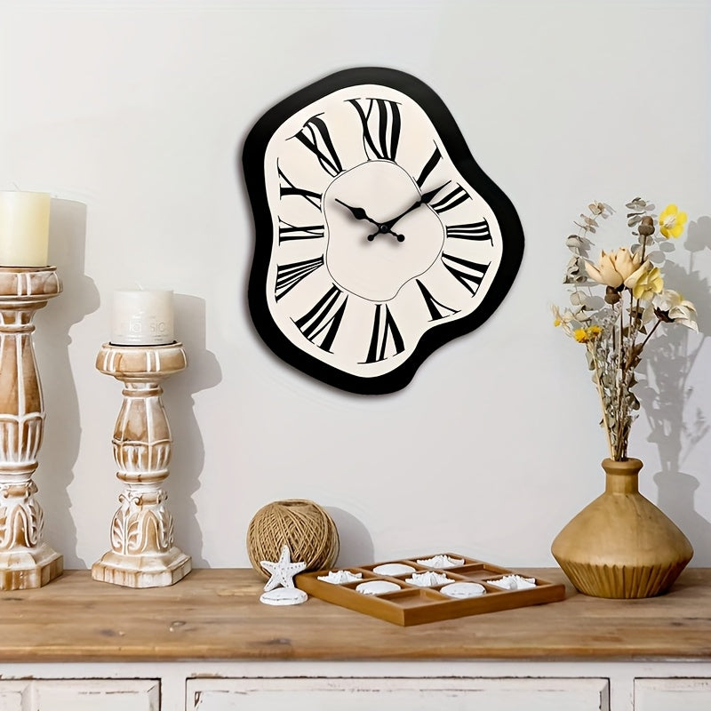 JFHT – Silent Irregular Wood Wall Clock With Roman Numeral Design
