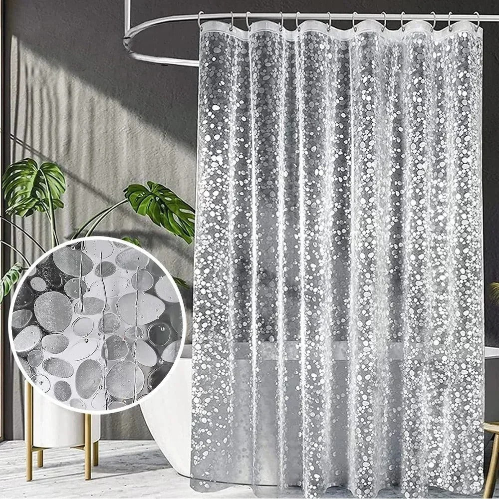 CLEARFLOW – Transparent Waterproof Shower Curtain Pebble Design
