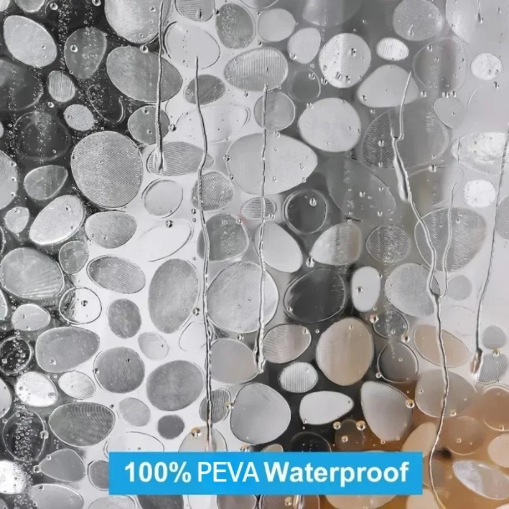CLEARFLOW – Transparent Waterproof Shower Curtain Pebble Design