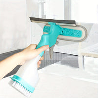 SPRAYLUX – 4-in-1 Glass Cleaning Brush with Spray, Scraper & Scrubbing Head