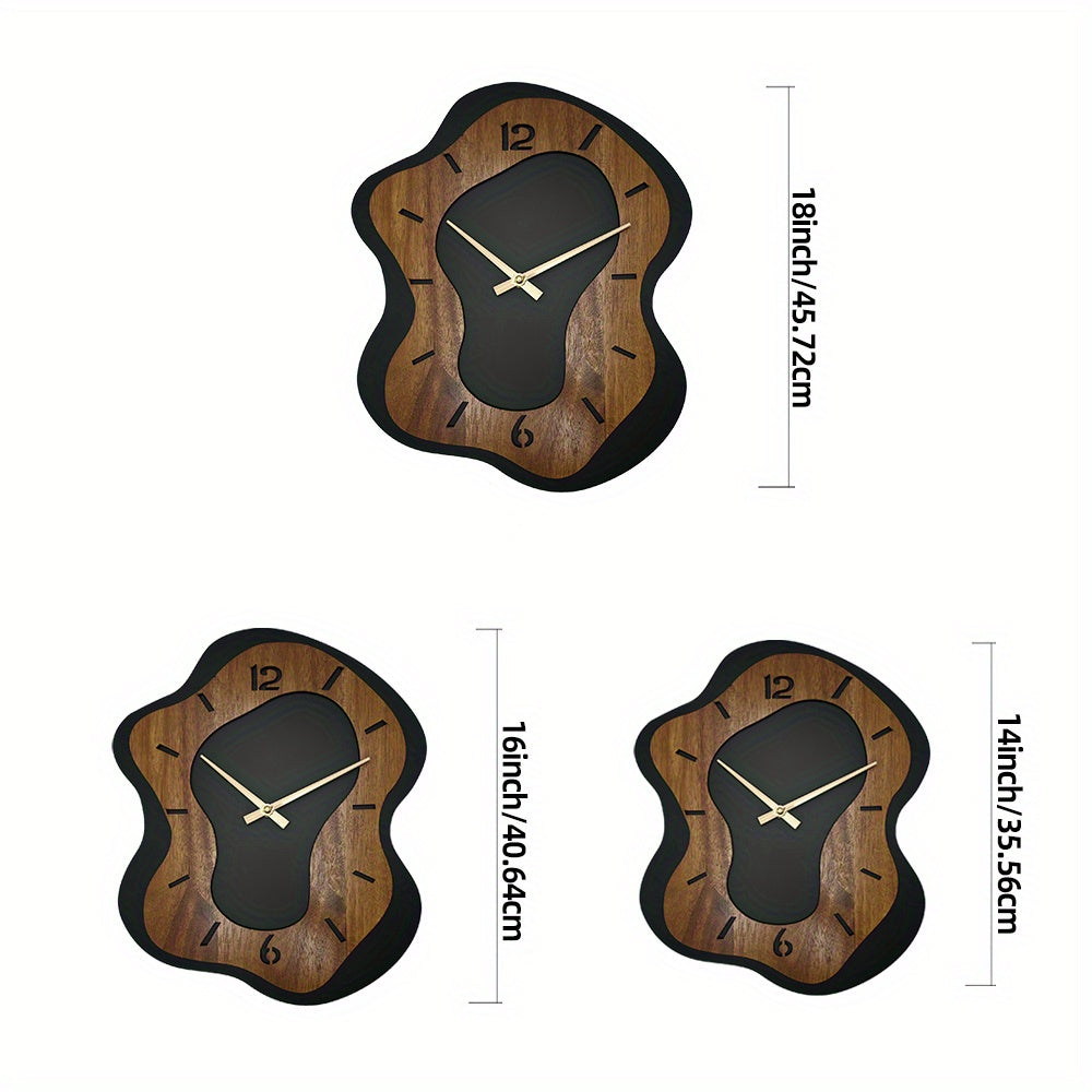 WOODMERE Irregular Wooden Battery Wall Clock