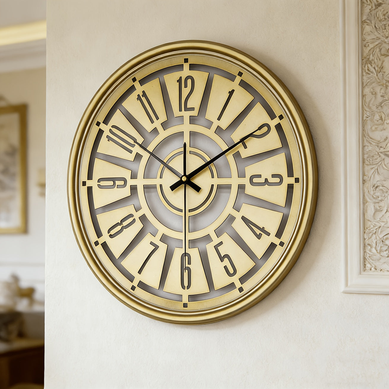 LUMORA – 15.75 Inch Silent 3D Iron Frame Wall Clock for Modern Decor