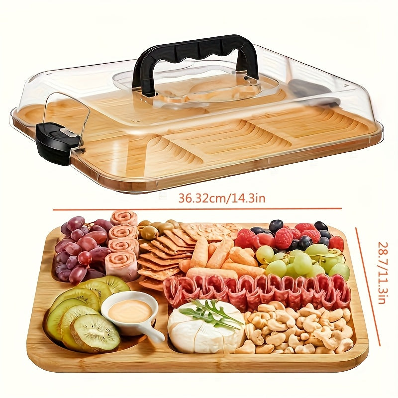 BAMLID – Cheese Board with Acrylic Lid for Portable Serving and Food Protection