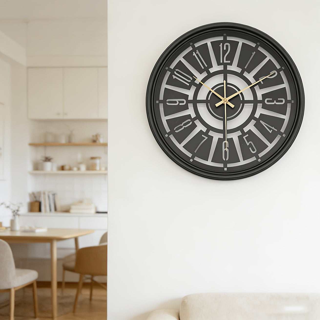 LUMORA – 15.75 Inch Silent 3D Iron Frame Wall Clock for Modern Decor