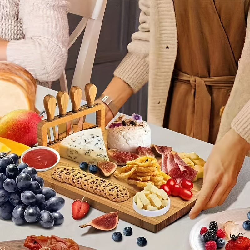 BAMSLICE – Bamboo Cheese Board Set for Creative Serving and Multi-Purpose Kitchen Use