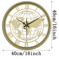 Mapora Roman World Map Silent Metal Wall Clock