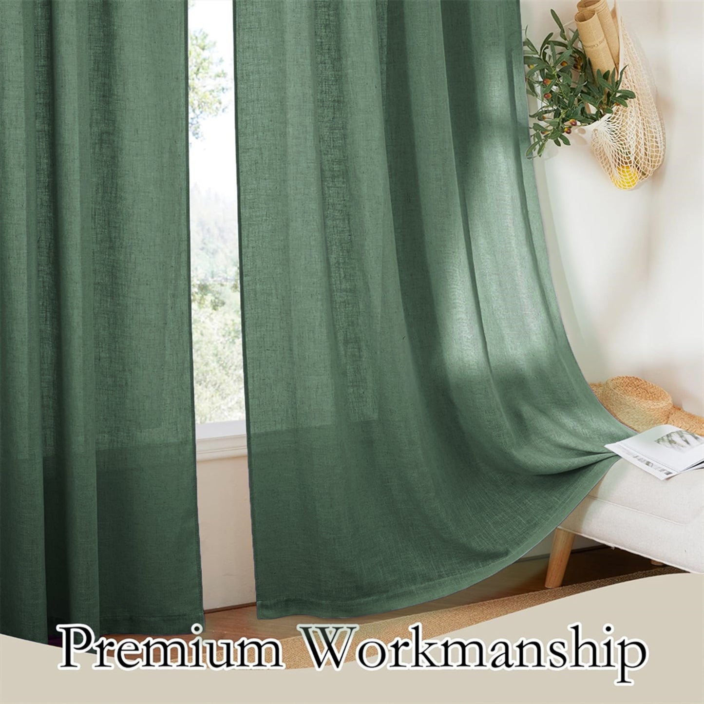 LINVIA – Flax Linen Sheer Curtains for Soft Light Filtering and Privacy Drapery