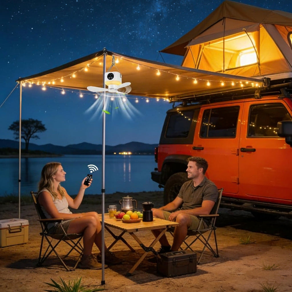 LIGHTBREEZE – Camping Fan Lantern for Outdoor & Indoor Use