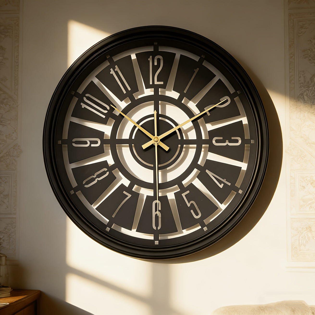 LUMORA – 15.75 Inch Silent 3D Iron Frame Wall Clock for Modern Decor