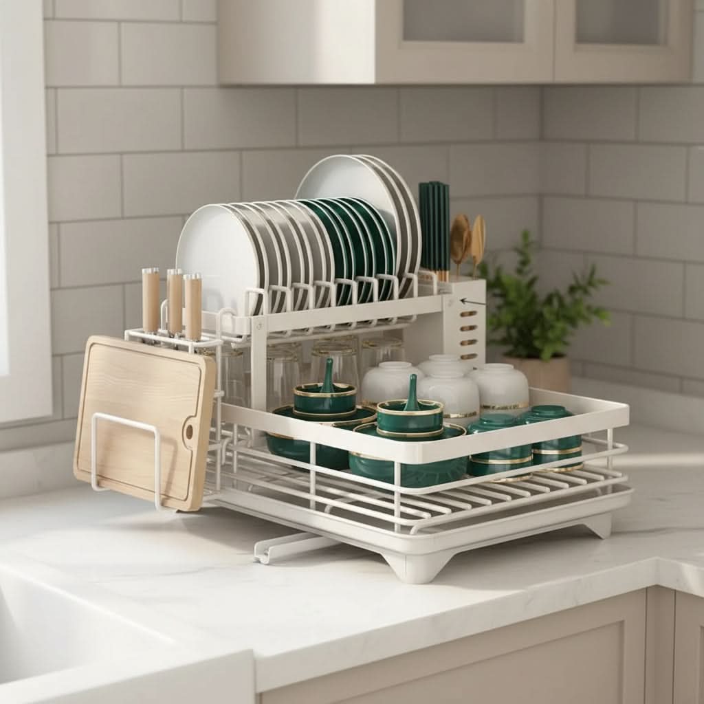RACKTIDY – Foldable Dish Drying Rack for Organized Countertop Drying