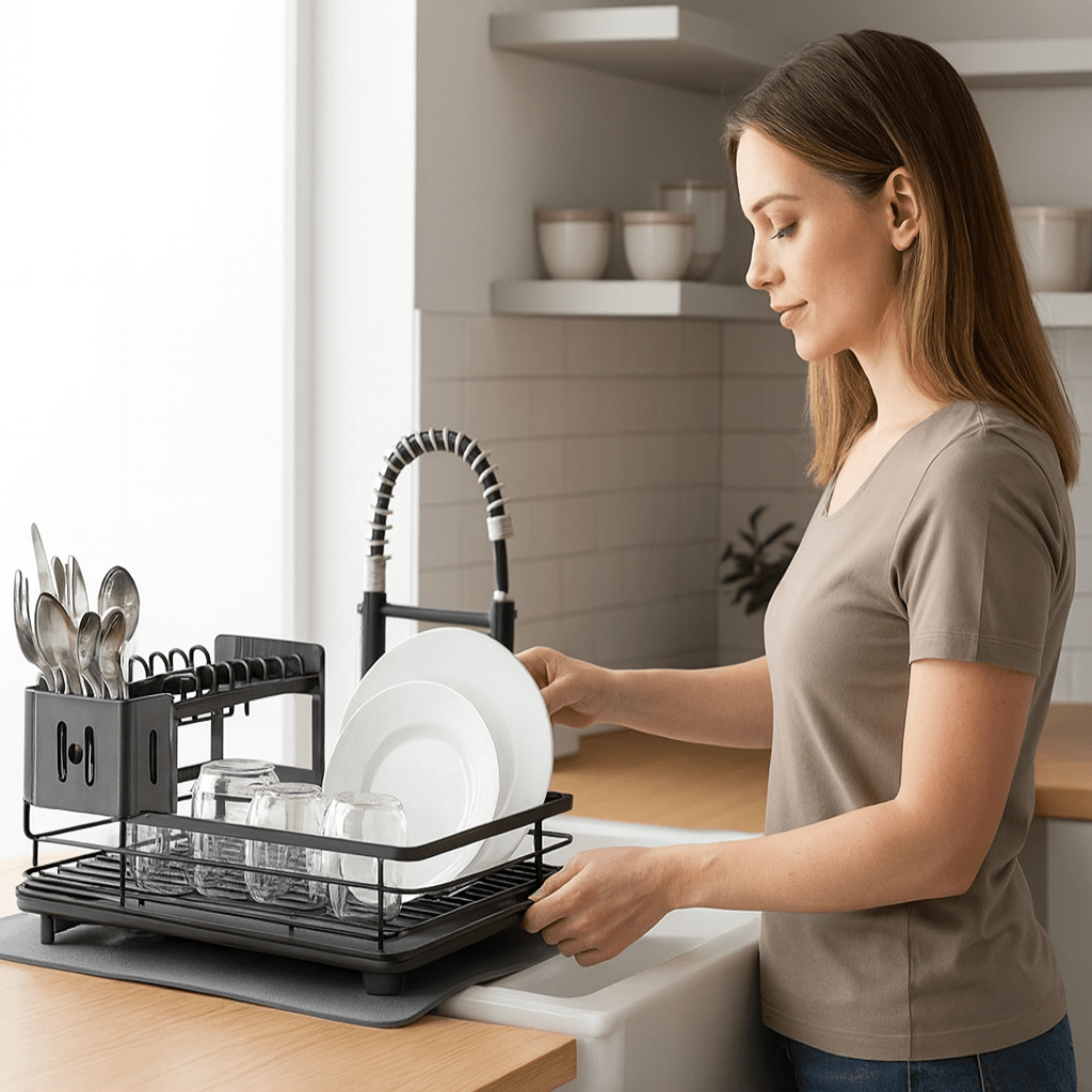 RACKTIDY – Foldable Dish Drying Rack for Organized Countertop Drying
