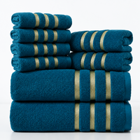 GOLDENWEAVE – Luxury 5-Piece Towel Set with Gold Stripe Design