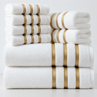GOLDENWEAVE – Luxury 5-Piece Towel Set with Gold Stripe Design