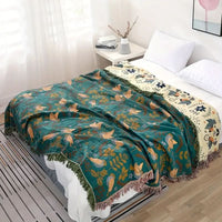 AVIFJELL – Reversible Scandinavian Throw Blanket with Bird Design