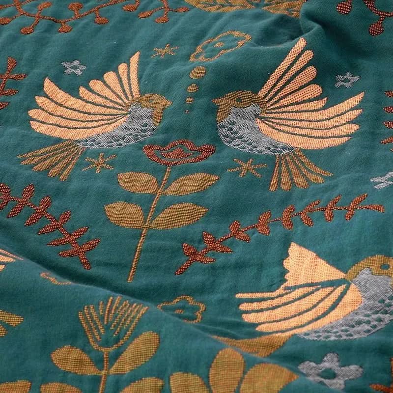 AVIFJELL – Reversible Scandinavian Throw Blanket with Bird Design