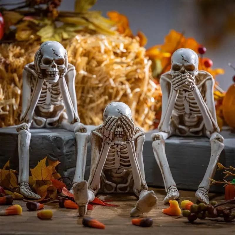 SPOOKTRIO – Skeleton Figurine Trio for Playful Seasonal Decor